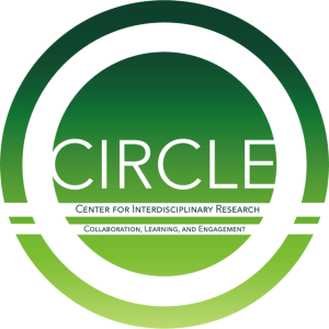 A circle with a gradient that fades from dark green to lime green with text that read "CIRCLE: Center for Interdisciplinary Research Collaboration, Learning, and Engagement 
