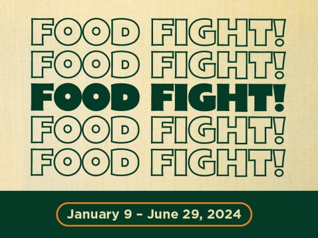 Repeating text graphic that says Food Fight!