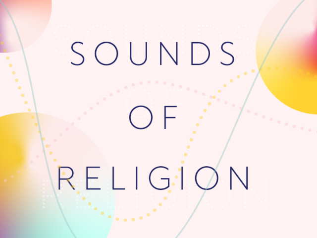 graphic with three colored circles that says Sounds of Religion over the top of it.