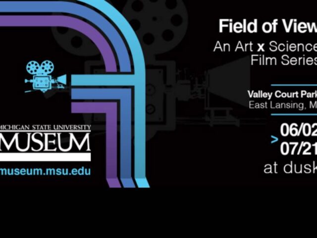 A graphic that says Field of View: An Art x Science Film Series