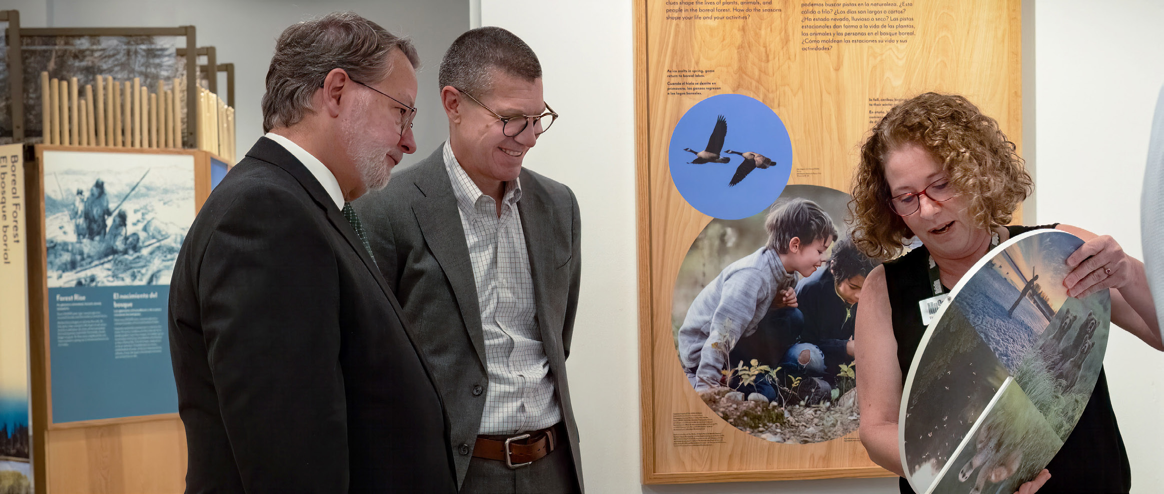 Photo of U.S. Senator Gary Peters visiting the “Knowing Nature: Stories of the Boreal Forest” exhibition.