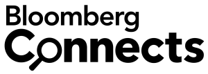 Bloomberg Connects logo in black, featuring the word 'Bloomberg' in a bold, sans-serif font above 'Connects,' with the 'C' stylized as a magnifying glass.