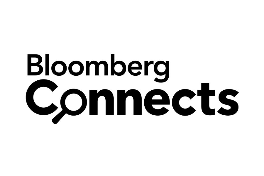 Bloomberg Connects logo in black, featuring the word 'Bloomberg' in a bold, sans-serif font above 'Connects,' with the 'C' stylized as a magnifying glass.